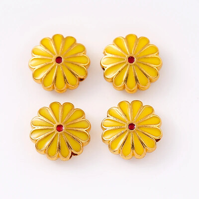 12 tk 12mm metallist Väike karikakra emailiga päevalille vahehelmed DIY trendikas käevõru jalavõru ühe ripatsiga tilgasulamist rant