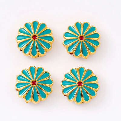 12 tk 12mm metallist Väike karikakra emailiga päevalille vahehelmed DIY trendikas käevõru jalavõru ühe ripatsiga tilgasulamist rant