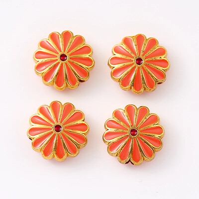 12 tk 12mm metallist Väike karikakra emailiga päevalille vahehelmed DIY trendikas käevõru jalavõru ühe ripatsiga tilgasulamist rant