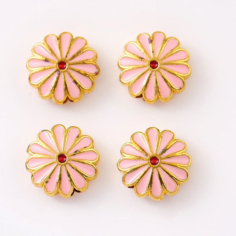 12 tk 12mm metallist Väike karikakra emailiga päevalille vahehelmed DIY trendikas käevõru jalavõru ühe ripatsiga tilgasulamist rant