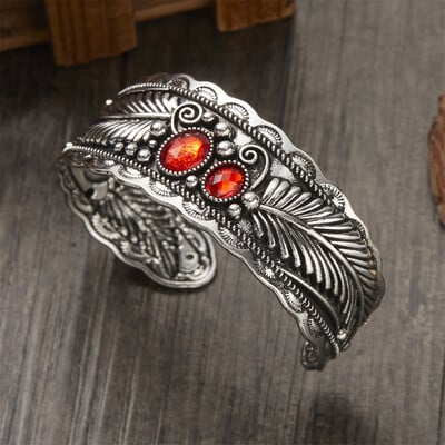 Vintage antik ezüst színű természetes kő széles karkötők női kínai stílusú retro arany színű mandzsetta karkötő ékszerek