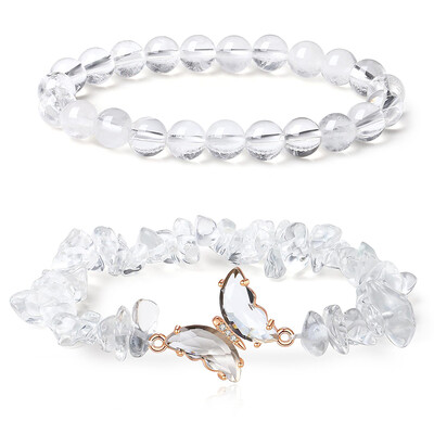 2 τμχ Βραχιόλια πεταλούδας Θεραπευτικά κρύσταλλα Βραχιόλια για γυναίκες Φυσικός πολύτιμος λίθος 8 χιλιοστών Βραχιόλι με χάντρες κρύσταλλο Δώρο γενεθλίων