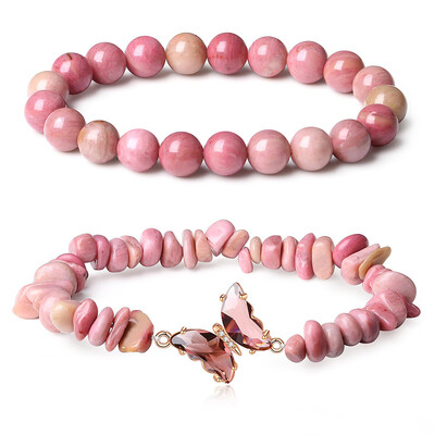 2 τμχ Βραχιόλια πεταλούδας Θεραπευτικά κρύσταλλα Βραχιόλια για γυναίκες Φυσικός πολύτιμος λίθος 8 χιλιοστών Βραχιόλι με χάντρες κρύσταλλο Δώρο γενεθλίων