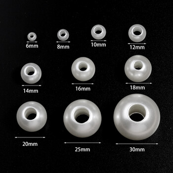 5-300Pcs/Παρτίδα 6-30mm ABS Imitation Pearl Beads With Big Hole Spacer Loose Beads For DIY Crafts Ornament Making Clothing Accesso