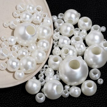 5-300Pcs/Παρτίδα 6-30mm ABS Imitation Pearl Beads With Big Hole Spacer Loose Beads For DIY Crafts Ornament Making Clothing Accesso