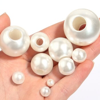 5-300Pcs/Παρτίδα 6-30mm ABS Imitation Pearl Beads With Big Hole Spacer Loose Beads For DIY Crafts Ornament Making Clothing Accesso