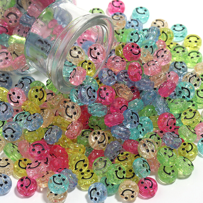 100 tk 10x6mm värvilised rõõmsad näohelmed käevõrude jaoks võlu loomiseks lahtised ümmargused vahehelmed DIY käsitsi valmistatud kõrvarõngatarvikud