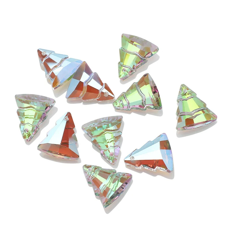 10 tk 13x16 mm rohelisest kristallist klaasist ripatsid helmed jõulupuu kujuga meisterdamine võlude tegemine kaelakee rõivad ehted aksessuaarid