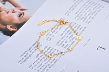 AENINE Fashion Roman Numerals Cubic Zirconia Chain & Link βραχιόλια Κοσμήματα Titanium Steel Charms βραχιόλι για γυναίκες AB18019