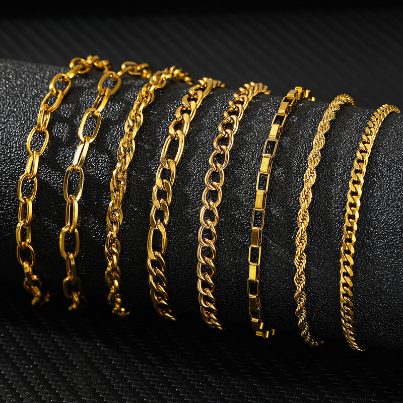 Nerūsējošā tērauda rokassprādzes komplekts, jauns, daudzveidīgs, pieskaņots ķēdes regulējams populārs aproču komplekts sievietēm rotaslietas ballītes dāvanai