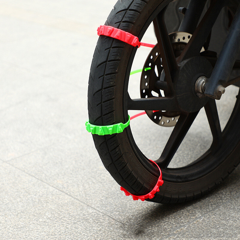 Pretslīdes motociklu kaklasaites avārijas drošības jostas sniega ķēdes ziemas āra atkārtoti lietojamas saites Motociklu automašīnu velosipēdu riteņu riepu ķēdes