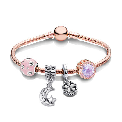 „Buipoey“ sidabru dengtos širdies pakabuko pakabuko žavesio apyrankės moterims Originalios mergaičių princesės karūnos apyrankės su karoliukais Žmonos papuošalai