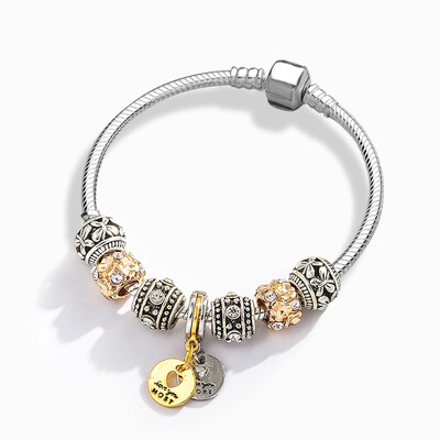 „Buipoey“ sidabru dengtos širdies pakabuko pakabuko žavesio apyrankės moterims Originalios mergaičių princesės karūnos apyrankės su karoliukais Žmonos papuošalai