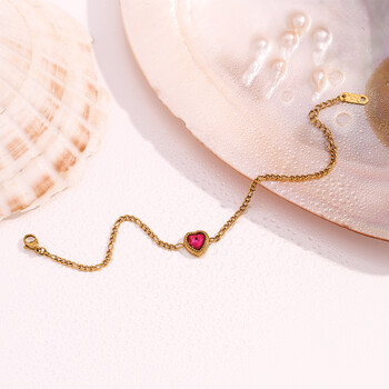 MamacitaSlay Δημοφιλή Figaro Chain Sweet Red Heart από ανοξείδωτο ατσάλι βραχιόλια για γυναίκες Αδιάβροχα επιχρυσωμένα κοσμήματα δώρα