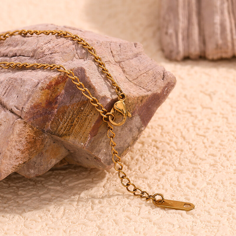 MamacitaSlay Brățări populare din oțel inoxidabil cu inimă roșie cu lanț Figaro pentru femei Bijuterii placate cu aur rezistente la apă Cadouri