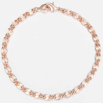 2-6mm dievčenský dámsky náramok s retiazkou z ružového zlata 585, zapletený náramok s líščím chvostom, Marina Stick, náramkové šperky 20cm CB01A