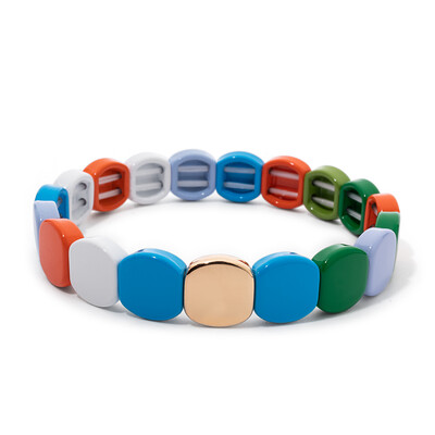 Új szivárvány zománcozott méhsejt csempe karkötő nőknek Színes bohém lány karperec divatékszer 2024