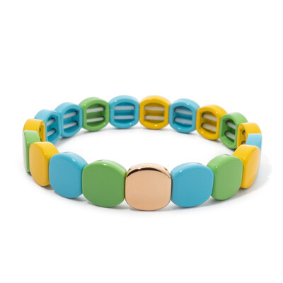 Új szivárvány zománcozott méhsejt csempe karkötő nőknek Színes bohém lány karperec divatékszer 2024