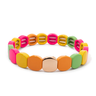 Új szivárvány zománcozott méhsejt csempe karkötő nőknek Színes bohém lány karperec divatékszer 2024