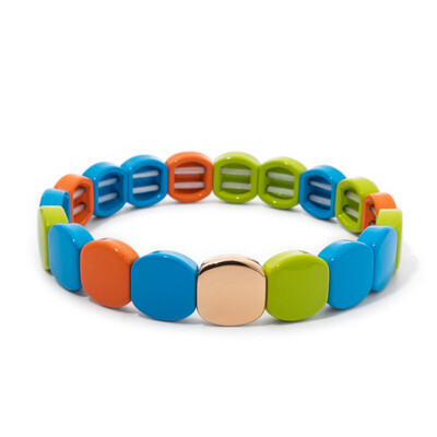 Új szivárvány zománcozott méhsejt csempe karkötő nőknek Színes bohém lány karperec divatékszer 2024