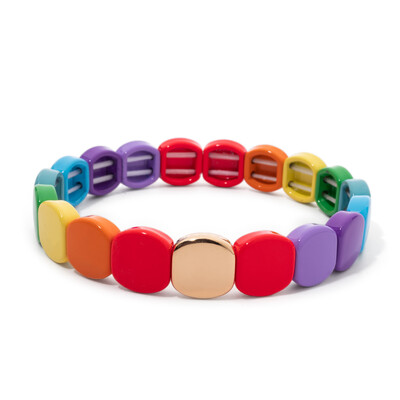 Új szivárvány zománcozott méhsejt csempe karkötő nőknek Színes bohém lány karperec divatékszer 2024