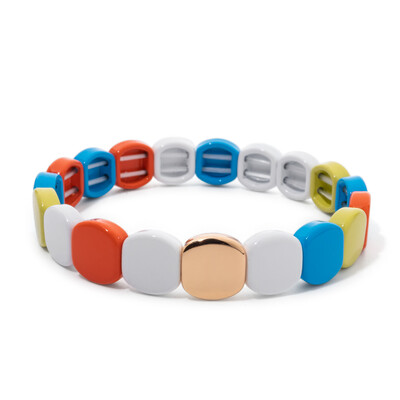 Új szivárvány zománcozott méhsejt csempe karkötő nőknek Színes bohém lány karperec divatékszer 2024