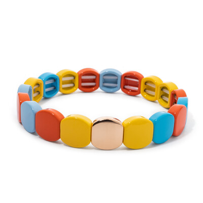 Új szivárvány zománcozott méhsejt csempe karkötő nőknek Színes bohém lány karperec divatékszer 2024