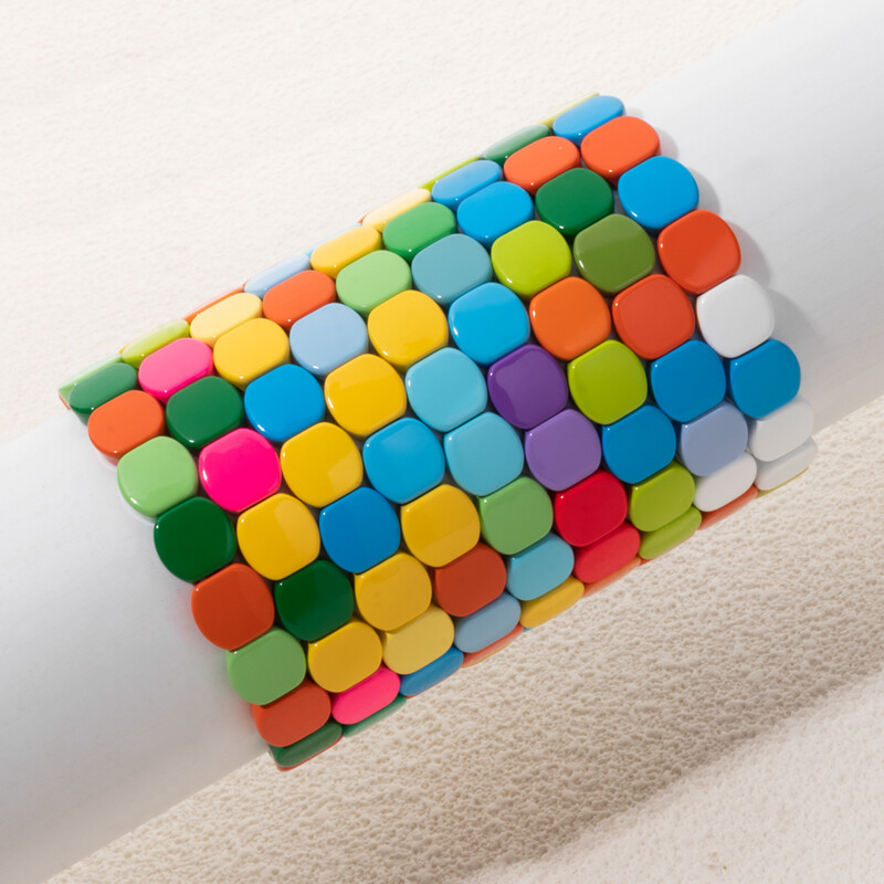 Új szivárvány zománcozott méhsejt csempe karkötő nőknek Színes bohém lány karperec divatékszer 2024