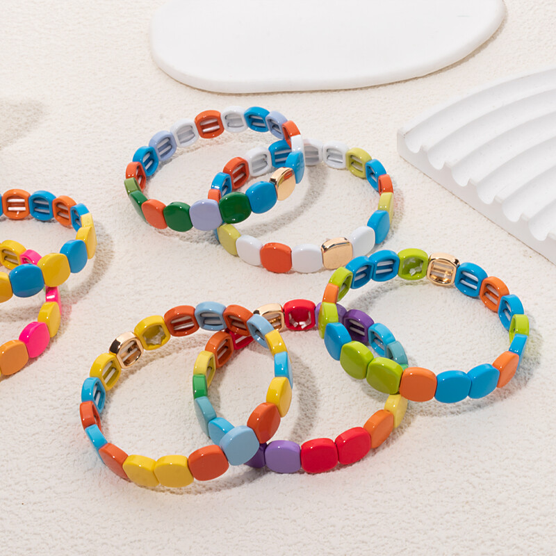 Új szivárvány zománcozott méhsejt csempe karkötő nőknek Színes bohém lány karperec divatékszer 2024