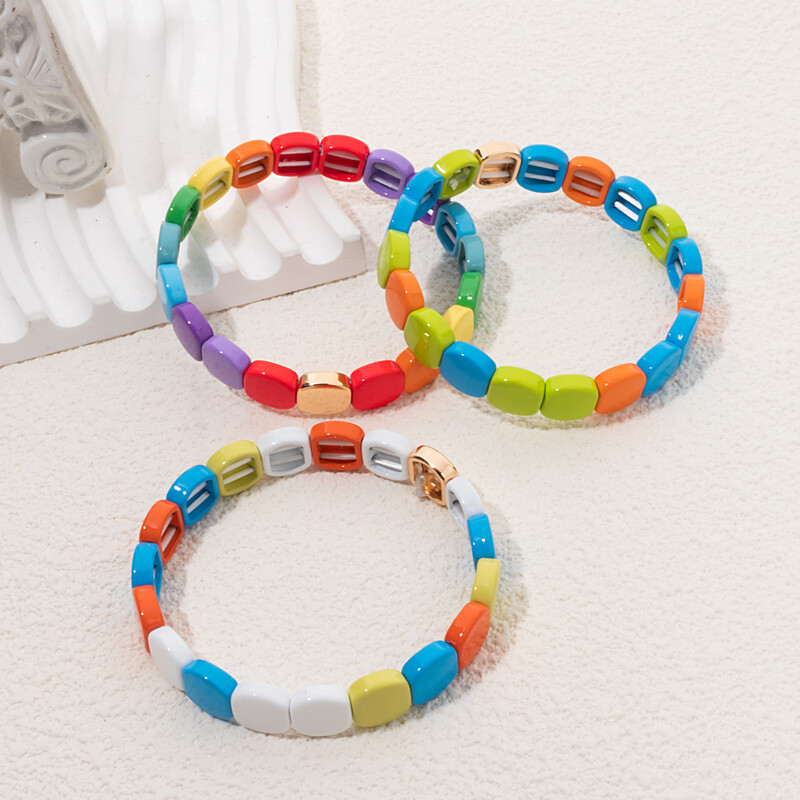 Új szivárvány zománcozott méhsejt csempe karkötő nőknek Színes bohém lány karperec divatékszer 2024