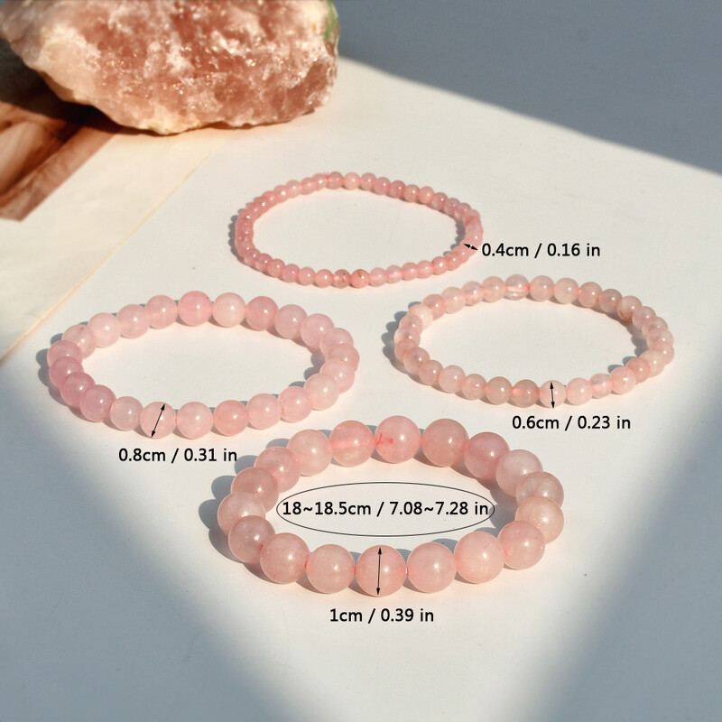 Természetes kő Rózsakvarc Kerek gyöngyök Elasztikus karkötő Bohém női divat varázs Nyári vakáció Tengerparton Kézzel készített ékszerek