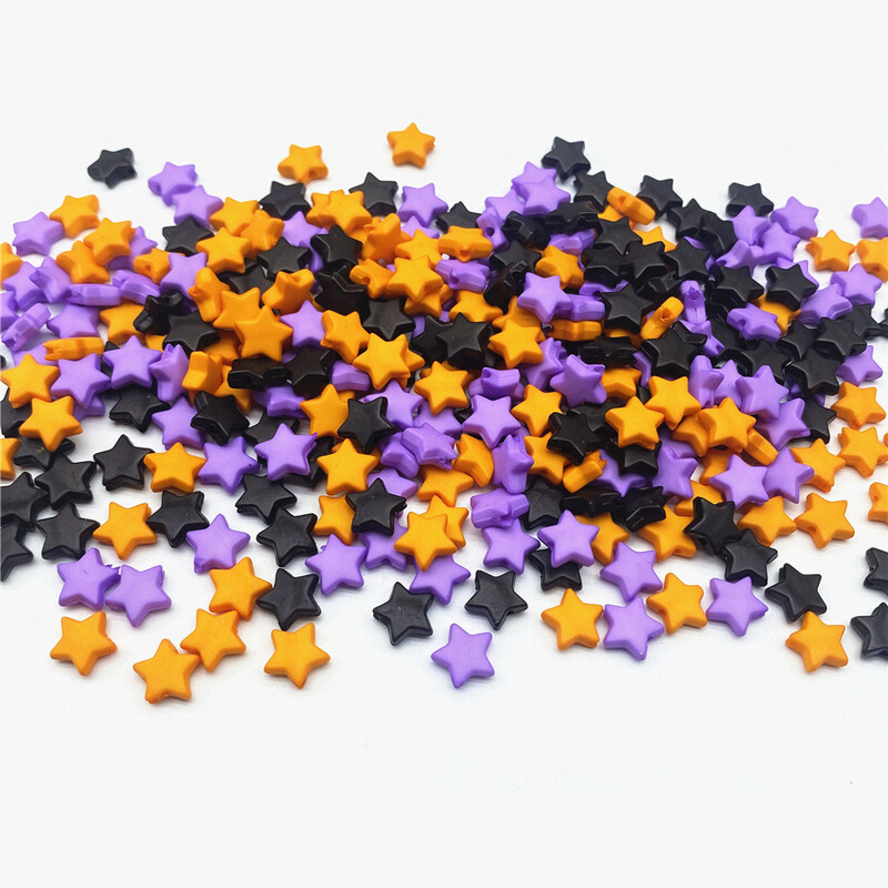 100db Halloween színű csillag alakú akril gyöngyök barkács ékszerkészítéshez