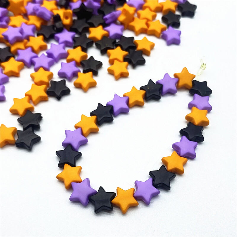100db Halloween színű csillag alakú akril gyöngyök barkács ékszerkészítéshez