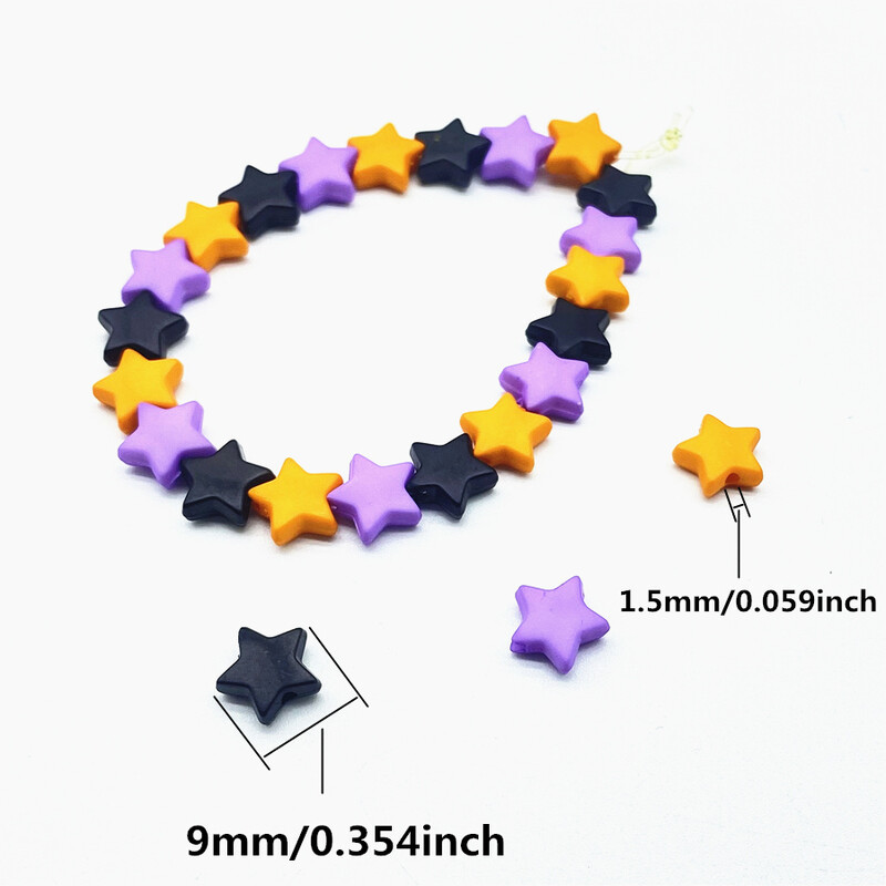 100db Halloween színű csillag alakú akril gyöngyök barkács ékszerkészítéshez