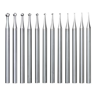 12 db-os kör alakú golyós sorjakészlet - 3/32 hüvelykes szárú ékszerkészítő sorja, kerek gömb alakú gravírozó bitek