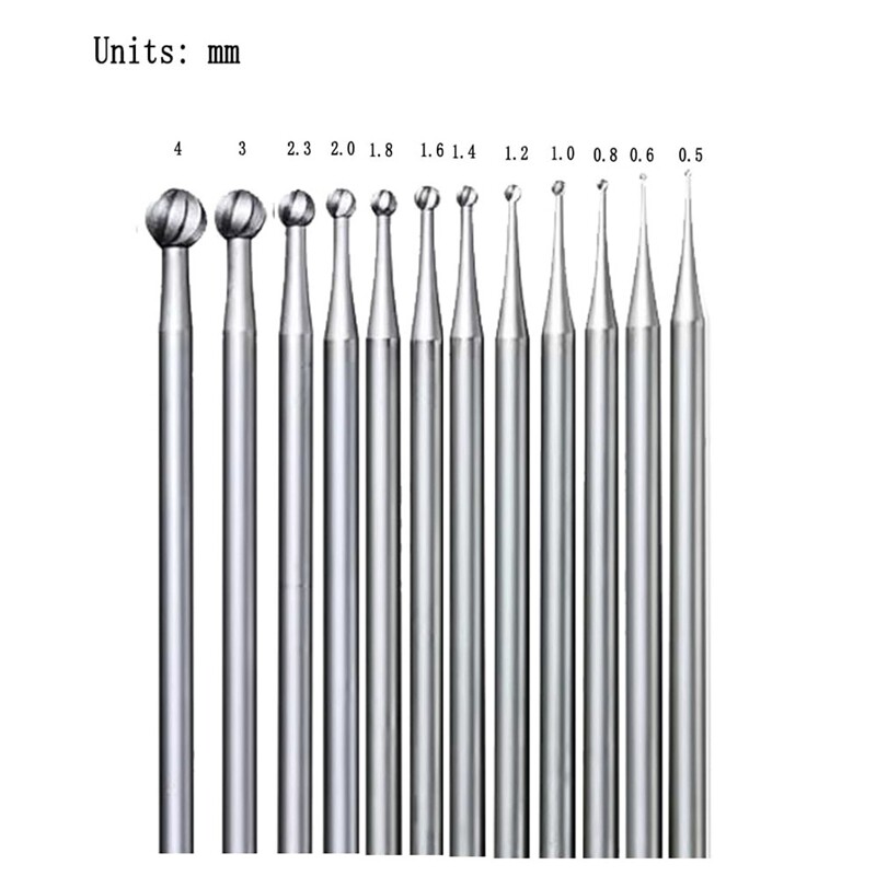 12 db-os kör alakú golyós sorjakészlet - 3/32 hüvelykes szárú ékszerkészítő sorja, kerek gömb alakú gravírozó bitek