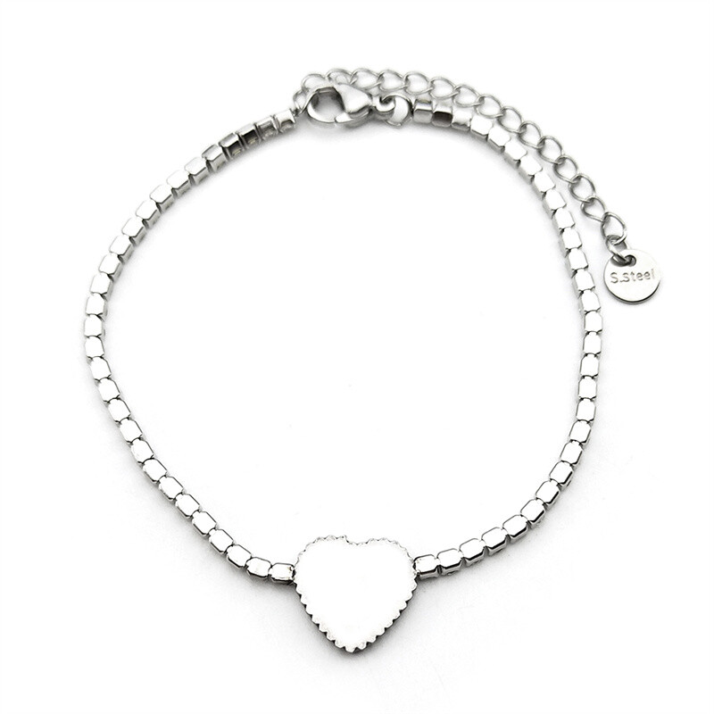 Fekete szív szerelmes karkötő női lányoknak fehér strasszok rozsdamentes acél ezüst színű elegáns parti kézi lánc ékszerek