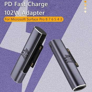 За Microsoft Surface Pro X 8 7 6 5 4 3 Go Book to USB Type C PD адаптер Tablet Fast Charging Plug Converter Адаптер за зарядно устройство