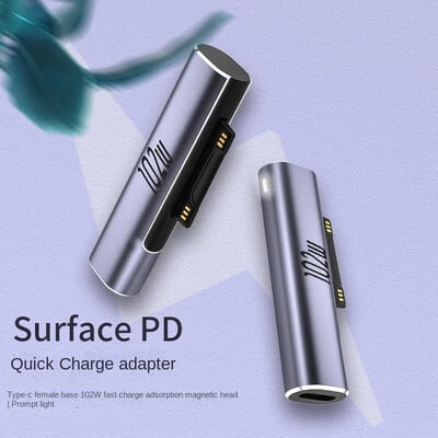 102W 6.8A PD ātrās uzlādes spraudņa pārveidotājs Microsoft Surface Pro X 8 7 6 5 4 3 Go Book USB C lādētāja magnētiskais strāvas adapteris