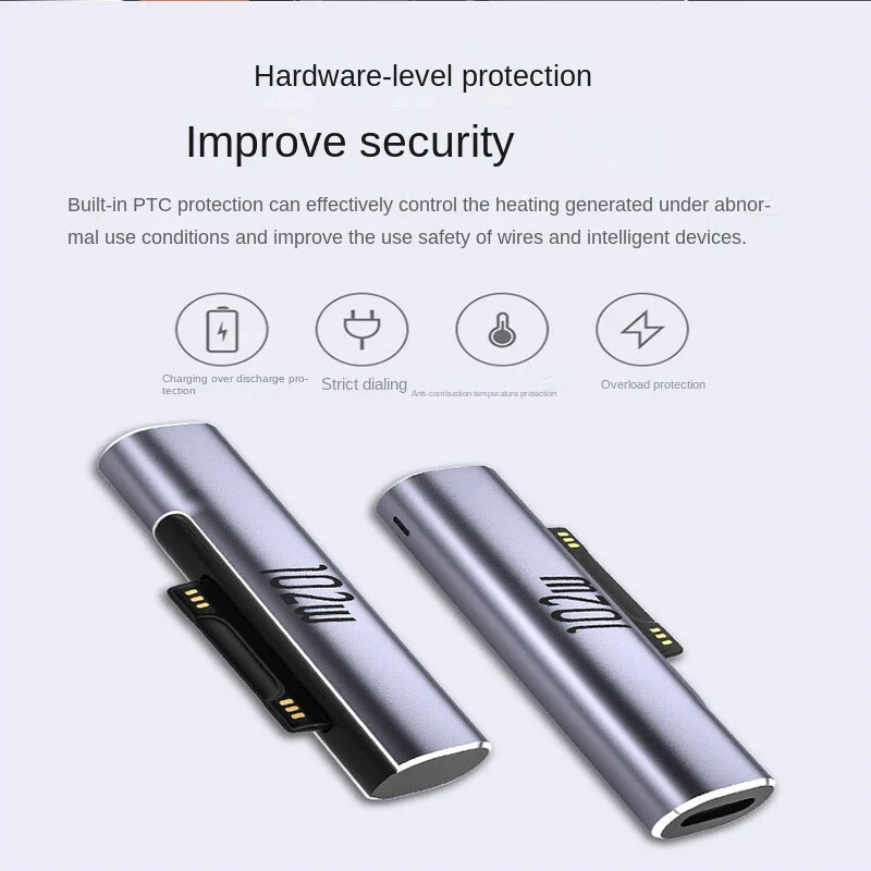 102W 6.8A PD конвертор за бързо зареждане за Microsoft Surface Pro X 8 7 6 5 4 3 Go Book USB C зарядно устройство Магнитен захранващ адаптер