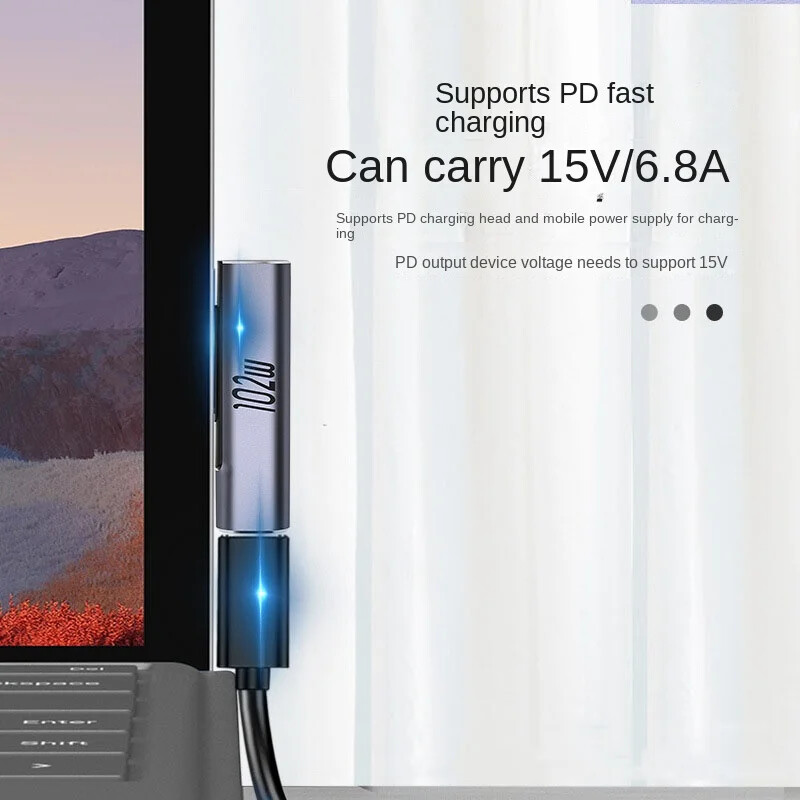 102W 6.8A PD конвертор за бързо зареждане за Microsoft Surface Pro X 8 7 6 5 4 3 Go Book USB C зарядно устройство Магнитен захранващ адаптер