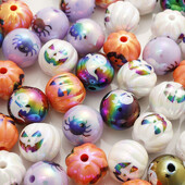 10 bucăți/set Festivalul de Halloween Fericit Mărgele Dovleac Fantomă Păianjen drăguț pentru realizarea de bijuterii cu efect UV Mărgele mari Decorare DIY