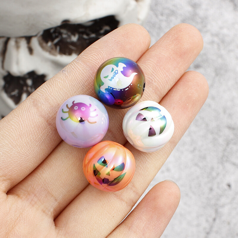 10 bucăți/set Festivalul de Halloween Fericit Mărgele Dovleac Fantomă Păianjen drăguț pentru realizarea de bijuterii cu efect UV Mărgele mari Decorare DIY