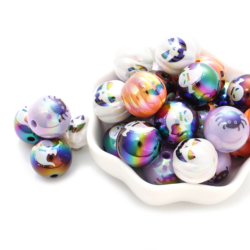 10 bucăți/set Festivalul de Halloween Fericit Mărgele Dovleac Fantomă Păianjen drăguț pentru realizarea de bijuterii cu efect UV Mărgele mari Decorare DIY