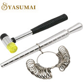 Yasumai Rould Ring Mandrel Μεταλλικό Δαχτυλίδι Sizer Gauge σετ με κοσμηματοπωλεία Λαστιχένιο σφυρί δαχτυλίδι μέτρησης εργαλείου μέτρησης μεγέθους δακτύλου