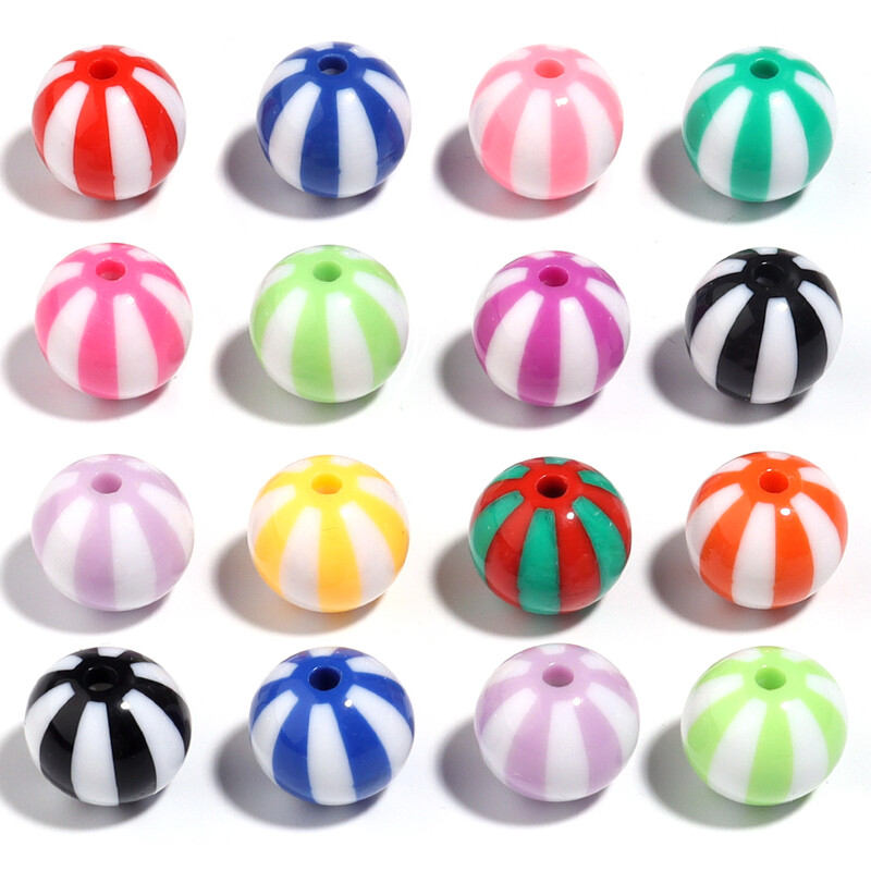 12 16 20 mm akrilne perle šarene pruge okrugle perle velike rupe 3 mm diy narukvica ogrlica nakit dodaci