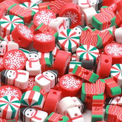 Χριστουγεννιάτικες χάντρες από πολυμερή πηλό Χαλαρές χάντρες για κοσμήματα κατασκευής βραχιόλι Diy Χριστουγεννιάτικα διακοσμητικά αξεσουάρ 20/50/100 τμχ