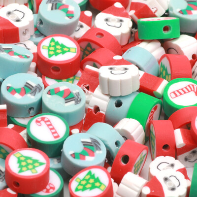 Χριστουγεννιάτικες χάντρες από πολυμερή πηλό Χαλαρές χάντρες για κοσμήματα κατασκευής βραχιόλι Diy Χριστουγεννιάτικα διακοσμητικά αξεσουάρ 20/50/100 τμχ