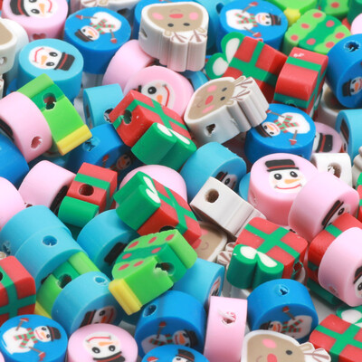 Χριστουγεννιάτικες χάντρες από πολυμερή πηλό Χαλαρές χάντρες για κοσμήματα κατασκευής βραχιόλι Diy Χριστουγεννιάτικα διακοσμητικά αξεσουάρ 20/50/100 τμχ