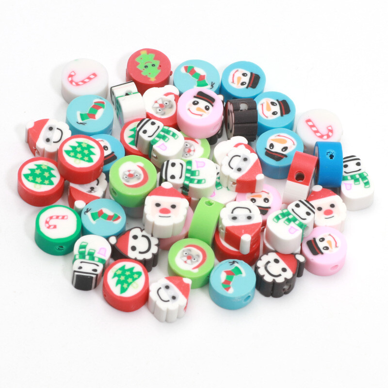 Χριστουγεννιάτικες χάντρες από πολυμερή πηλό Χαλαρές χάντρες για κοσμήματα κατασκευής βραχιόλι Diy Χριστουγεννιάτικα διακοσμητικά αξεσουάρ 20/50/100 τμχ